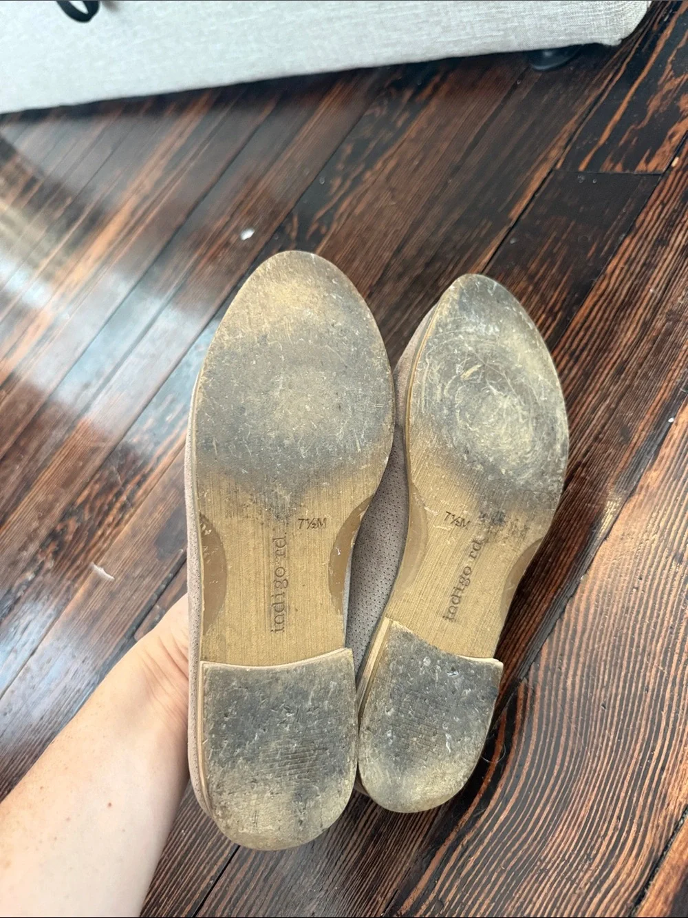 Indigo Taupe Suede Perforated Slip-On Loafers
